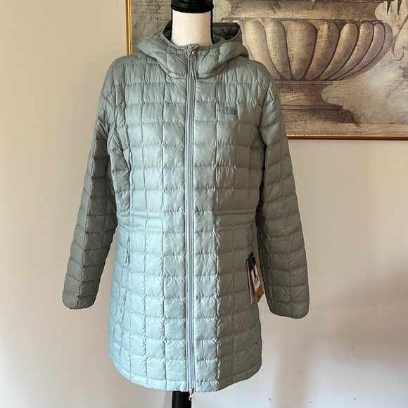 New! The North Face Thermoball Eco Quilted Hooded Parka~Large ~Silver Blue - Picture 4 of 16